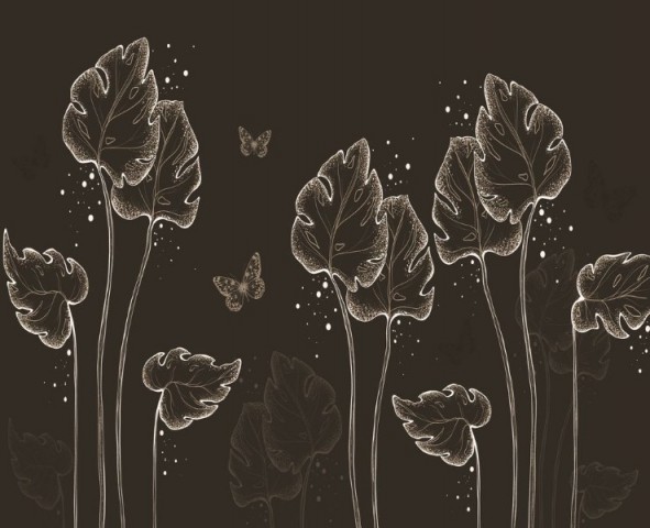 3D Скатерть «Бабочки в листьях. Тёплая ночь» вид 1