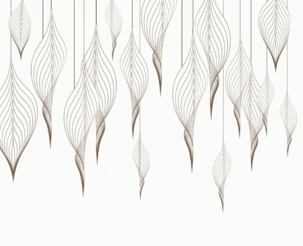 3D Скатерть «Ниспадающие ажурные листья на белом» вид 1