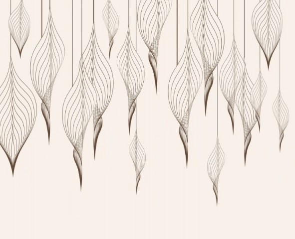 3D Скатерть «Ниспадающие ажурные листья в бежевых тонах» вид 1