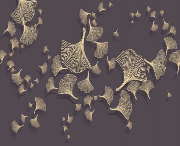 3D Скатерть «Золотые зонтики на антрацитовом фоне» вид 1
