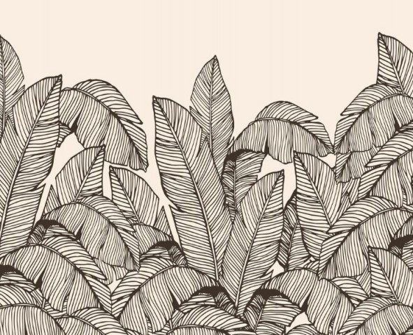 3D Скатерть «Раскидистые листья на кремовом фоне» вид 1