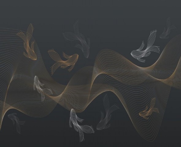 3D Скатерть «Золотые волны в тёплых тонах» вид 1