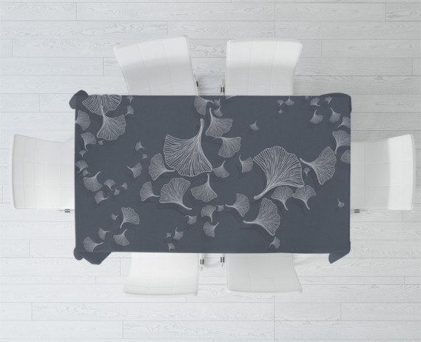 3D Скатерть «Круговорот из цветочных зонтиков на тёмном» вид 2