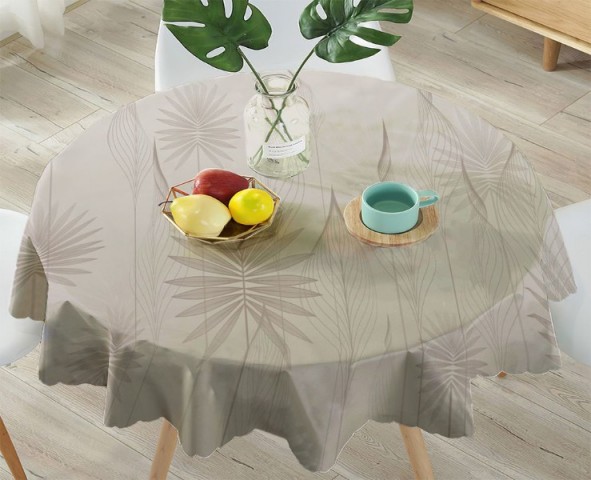 3D Скатерть «Ажурные листья в пудровой дымке» вид 4