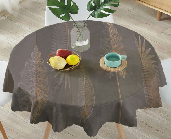 3D Скатерть «Панно с тропическими листьями в бронзовом оттенке» вид 4