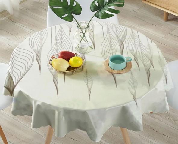 3D Скатерть «Ниспадающие ажурные листья на белом» вид 4