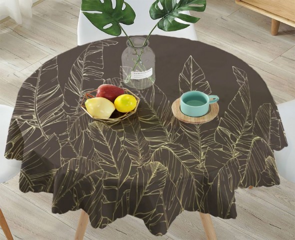 3D Скатерть «Композиция с листвой в кофейных тонах» вид 4