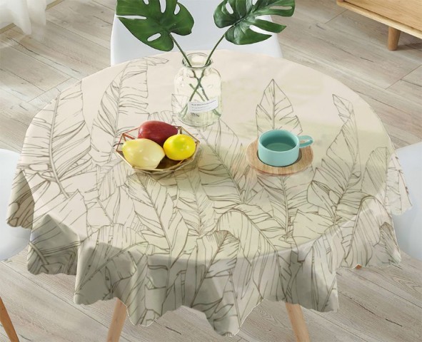 3D Скатерть «Композиция с листвой в песочных тонах» вид 4