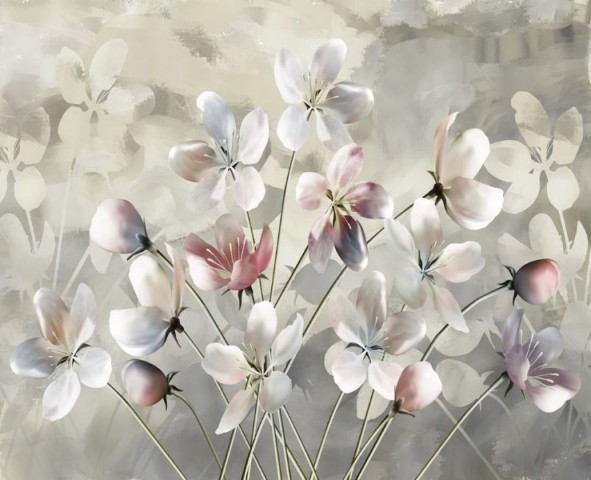 3D Скатерть «Букет жемчужных цветов» вид 1