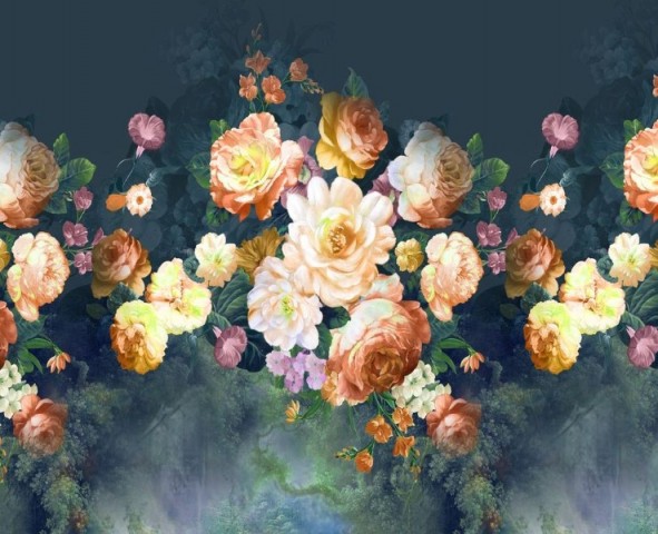 3D Скатерть «Цветы в стиле барокко в теплых тонах» вид 1