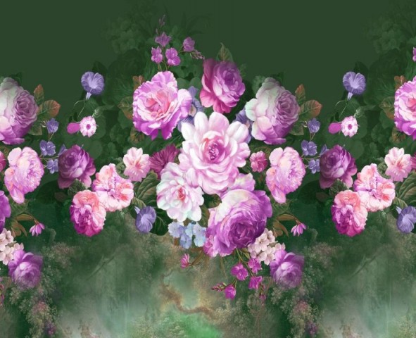 3D Скатерть «Цветы в стиле барокко лилового оттенка» вид 1