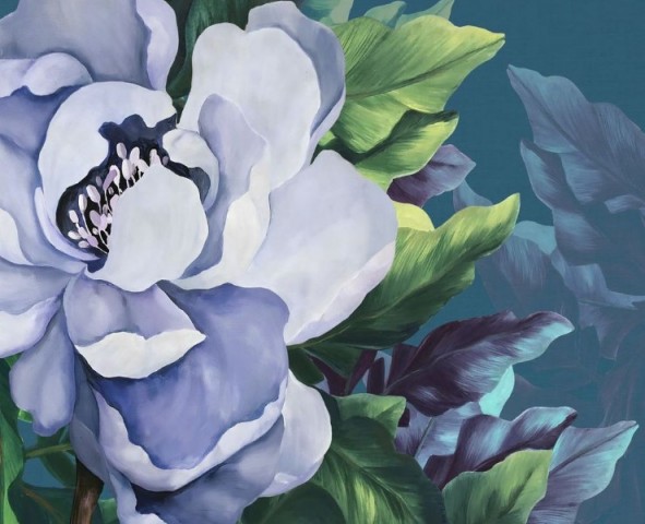 3D Скатерть «Величественный цветок в голубых тонах» вид 1