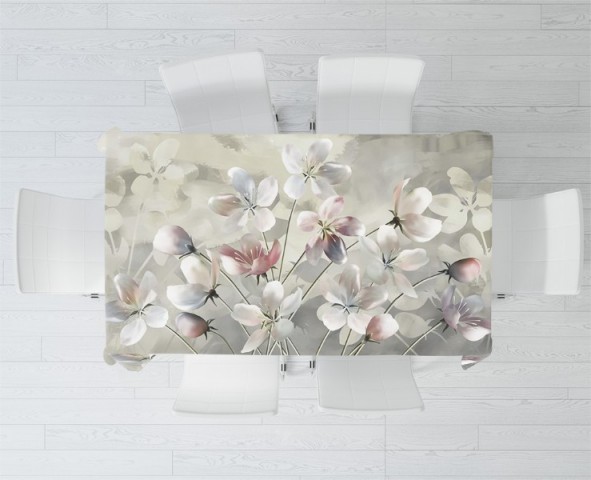 3D Скатерть «Букет жемчужных цветов» вид 2