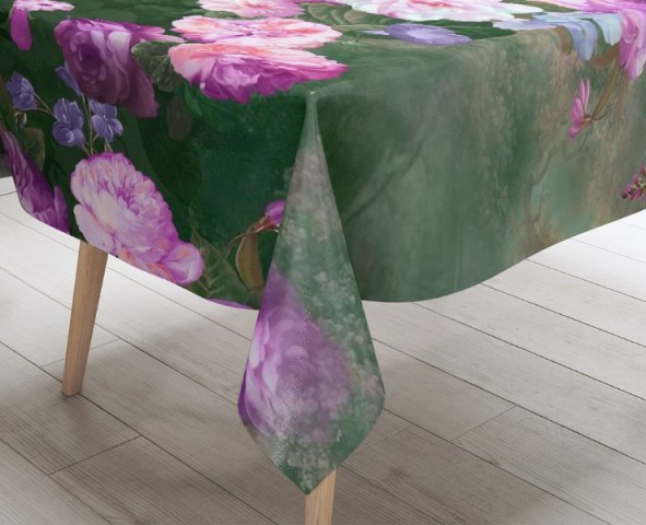 3D Скатерть «Цветы в стиле барокко лилового оттенка» вид 3