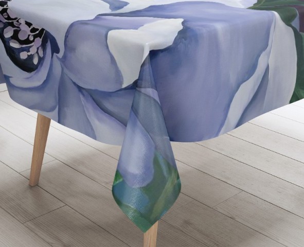 3D Скатерть «Величественный цветок в голубых тонах» вид 3