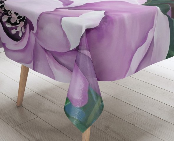 3D Скатерть «Величественный цветок в лиловых тонах» вид 3