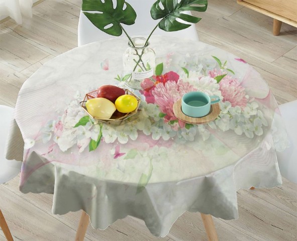 3D Скатерть «Нежно-розовые хризантемы» вид 4