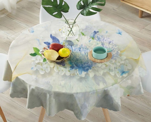 3D Скатерть «Небесно-голубые цветы» вид 4