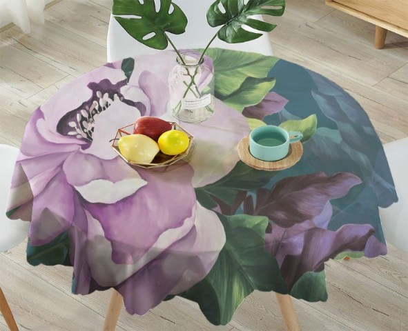 3D Скатерть «Величественный цветок в лиловых тонах» вид 4