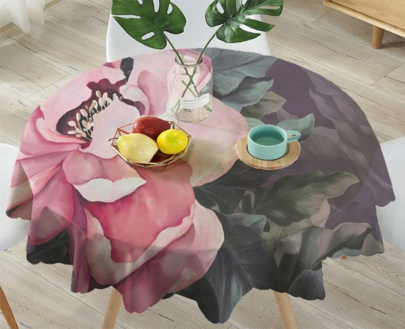3D Скатерть «Величественный цветок в бордовых тонах» вид 4