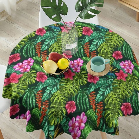 Полотняная 3D скатерть на обеденный стол «Яркие тропические акценты» вид 5