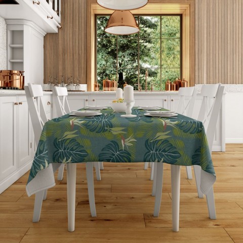 Текстильная скатерть на кухонный стол «Папоротник в благородных тонах» вид 2