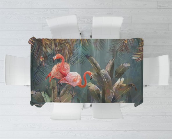 3D Скатерть  «Фламинго в тенистых тропиках» вид 2