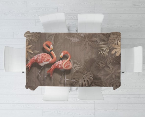 3D Скатерть  «Фламинго в тропической листве» вид 2