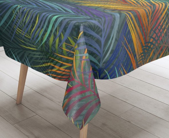 3D Скатерть  «Яркие тропические листья» вид 3