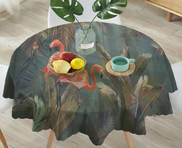 3D Скатерть  «Фламинго в тенистых тропиках» вид 4