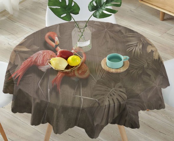 3D Скатерть  «Фламинго в тропической листве» вид 4