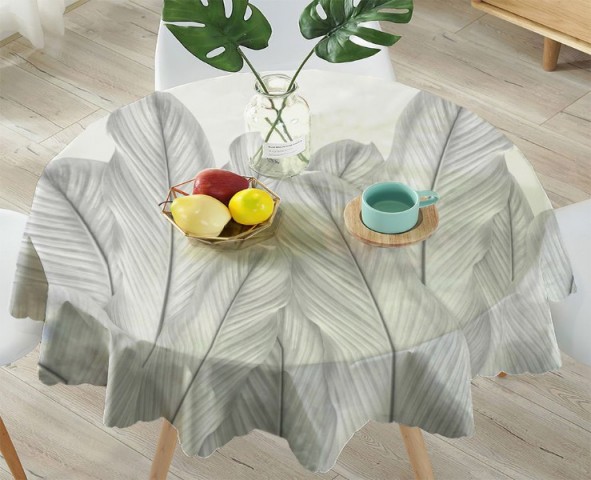 3D Скатерть  «Крупные листья стального оттенка» вид 4