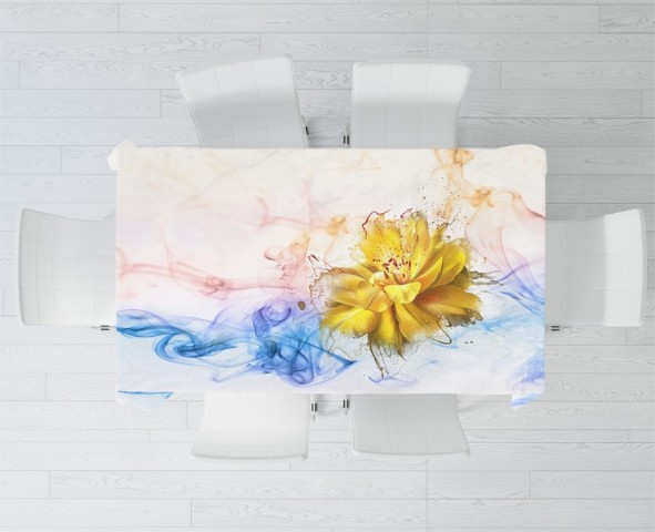 3D Скатерть «Яркий цветок в красочных потоках» вид 2