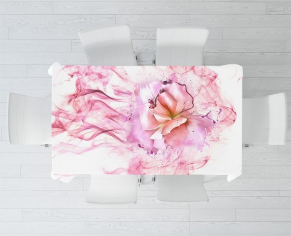 3D Скатерть «Перламутровая роза в розовой дымке» вид 2