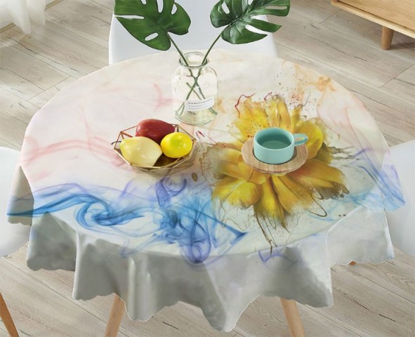 3D Скатерть «Яркий цветок в красочных потоках» вид 4