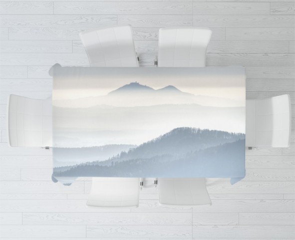 3D Скатерть «Горы в туманной пелене» вид 2