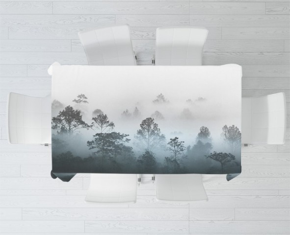 3D Скатерть «Вершины деревьев сквозь туман» вид 2