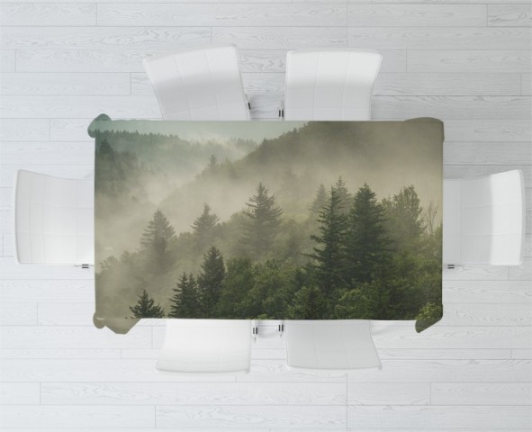 3D Скатерть «Туманный закат в лесу» вид 2