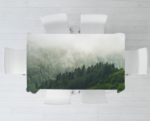3D Скатерть «Туман над зелеными вершинами» вид 2