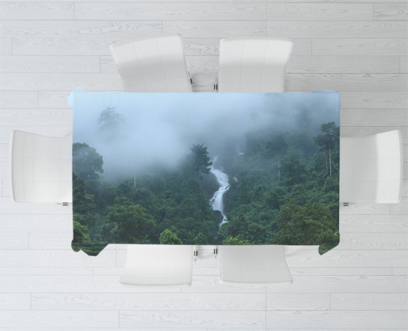 3D Скатерть «Водопад в туманном лесу» вид 2