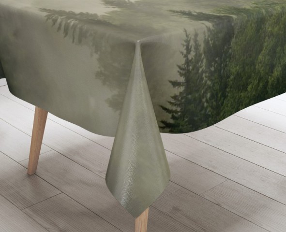 3D Скатерть «Туманный закат в лесу» вид 3