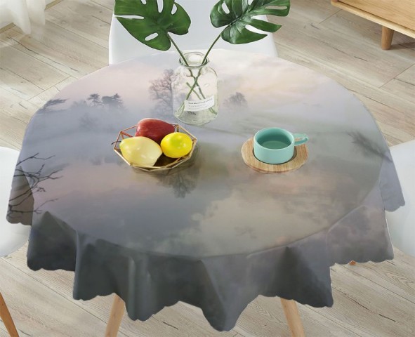 3D Скатерть «Туманная дымка над озером» вид 4