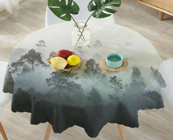 3D Скатерть «Вершины деревьев сквозь туман» вид 4