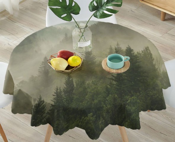 3D Скатерть «Туманный закат в лесу» вид 4