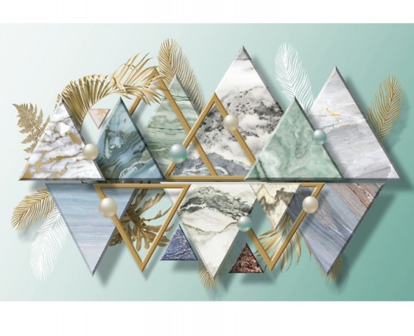 3D Скатерть «Жемчужины с мраморными треугольниками» вид 1
