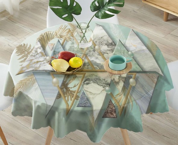 3D Скатерть «Жемчужины с мраморными треугольниками» вид 4
