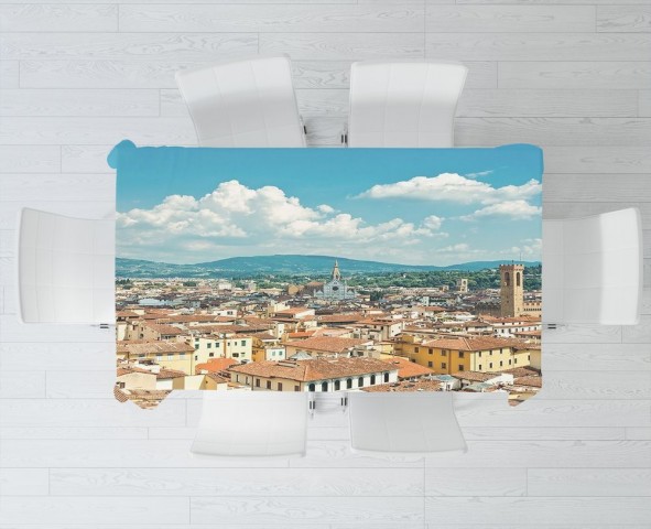 Текстильная фотоскатерть для стола «Крыши домов Италии» вид 3