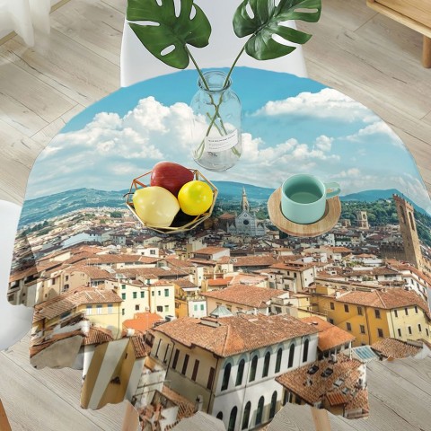 Текстильная фотоскатерть для стола «Крыши домов Италии» вид 5