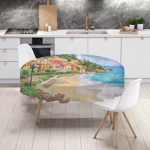 Текстильная 3D скатерть на кухонный стол «Берег Италии» вид 4