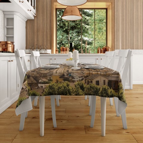 Текстильная скатерть на кухонный стол «Крыши Рима» вид 2